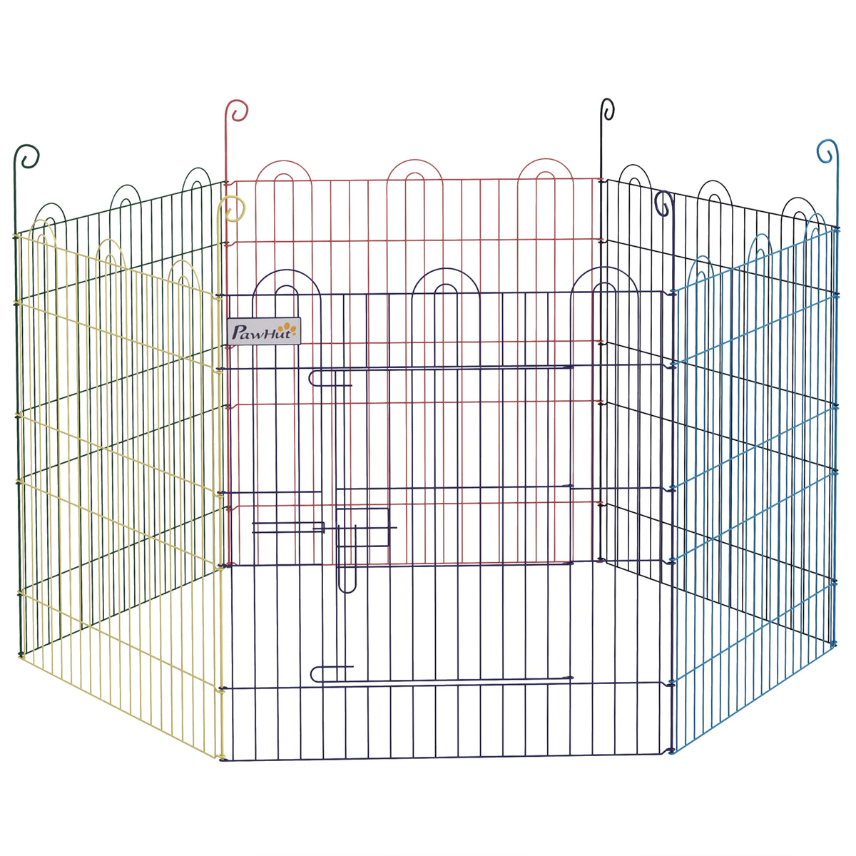 Enclos pliant en métal pour chiens lapins rongeurs petits animaux intérieur et extérieur 6 panneaux avec porte