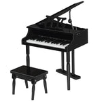 Piano à queue enfant en bois Piano enfant clavier de piano 30 touches - tabouret et pupitre inlus - Instrument de Musique - MDF noir
