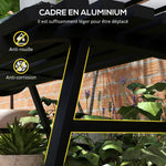 Banc de jardin extérieur 2 Places Assise Dossier à Lattes, en aluminium, dim. 123L x 67l x 79H cm, noir