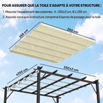 Toile de toit pour pergola tonnelle rétractable de 3 x 3 m - toile uniquement 250 x 255 cm crème