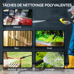 Nettoyeur Haute Pression 1600W, Débit 432 L/h, Pompe en Aluminium 130 Bars, Tuyau 6m, Flacon de Savon, Bleu