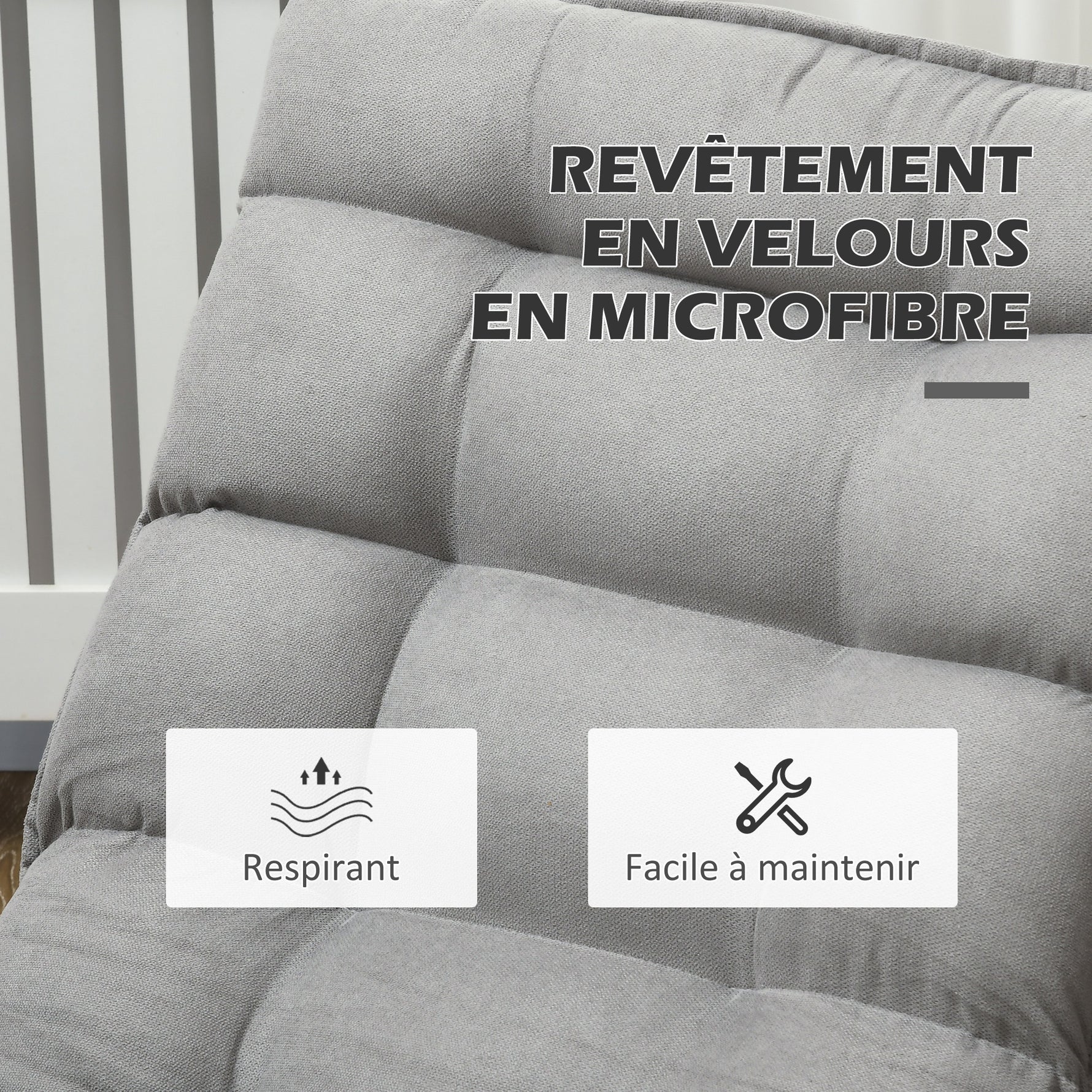 Fauteuil de sol paresseux fauteuil relax fauteuil salon design capitonné inclinaison dossier réglable pivotant 360°