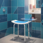 Siège de Douche réglable en Hauteur Tabouret de Douche Ergonomique Pieds antidérapants Charge Max. 135 Kg alu HDPE Blanc Bleu