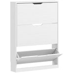 Meuble à chaussures 12 paires, armoire à chaussures, 3 tiroirs rabattables, pour couloir, entrée, 80x17x108cm, blanc