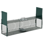 Piège Vivant Cage Attrape 100 x 25 x 28 cm Piège Fouine pour Martres, Rats, Souris - 2 entrées + poignée - métal vert