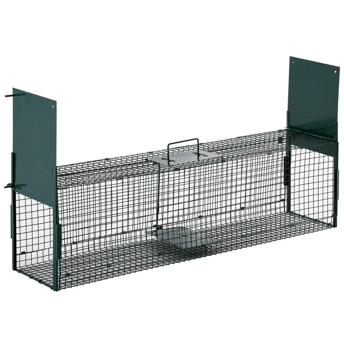 Piège Vivant Cage Attrape 100 x 25 x 28 cm Piège Fouine pour Martres, Rats, Souris - 2 entrées + poignée - métal vert