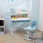 Ensemble bureau et chaise pour enfants hauteur réglable et plateau inclinable 0-60° table 80 x 52 x 88-109 cm bleu