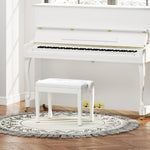 Banc de piano, banc de clavier réglable en hauteur en bois massif, siège rembourré, 64 x 35 x 45-55 cm, blanc