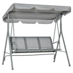 Balançoire de jardin 3 places Hollywoodschaukel avec toit en métal gris+argent 170 x 110 x 153 cm