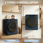 Sèche linge à évacuation, sèche-linge électrique 1000 W 3 Kg, modes Extra Dry et ECO, minuterie, acier inoxydable, bleu