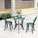 Ensemble Salon de Jardin 2 Places 2 chaises + Table Ronde Style néo-rétro Motif Rose Lignes fuselées Fonte
