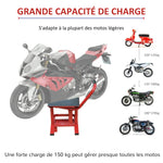 Lève moto béquille d'atelier stand moto tout-terrain moto cross supermotard hauteur réglable rouge et noir