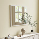 Miroir mural carré 50 x 50 cm, cadre en bois blanc, idéal pour la salle de bain, salon ou chambre
