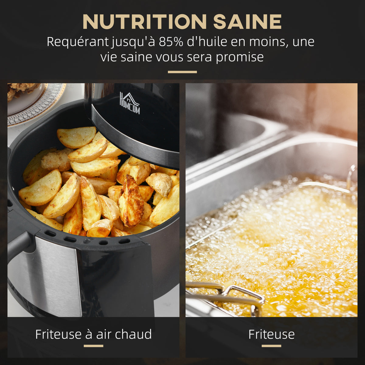 Friggitrice ad aria 4 L, air fryer 1300 W 12 programmi, touch screen, temperatura regolabile, cestello antiaderente, nero