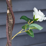 Arbre à Roses Artificiel 90 cm en Plastique, 21 Fleurs, 350 Feuilles en Tissu, Pot, Facile à Entretenir, Blanc