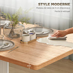 Table à manger rectangulaire pour 6 personnes, 120 x 70 x 75 cm, table de cuisine piétement et plateau épais chêne blanc
