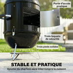 Fumoir 3 en 1 avec 3 Grilles de Cuisson, Thermomètre Intégré, Ventilation Réglable, 62,5x47,5x91cm, Noir