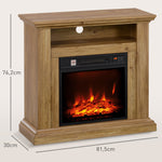 Cheminée électrique effet flammes 3D luminosité réglable 1800 W avec télécommande 81,5 x 30 x 76,2 cm brun effet bois