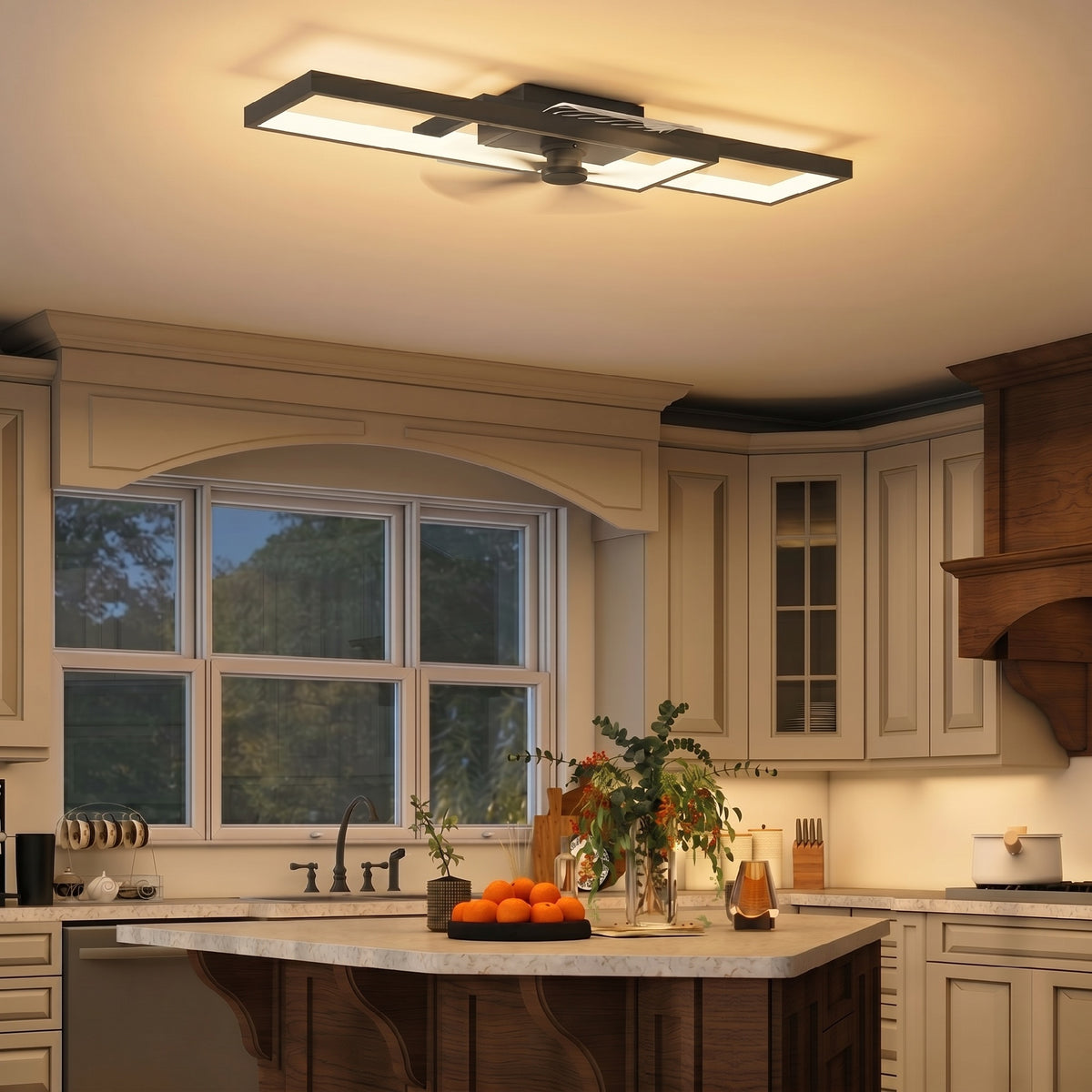 Plafonnier LED rectangle 43W, luminaire plafonnier 3000-6000K, 4600LM, télécommande, 70 x 30 cm, noir