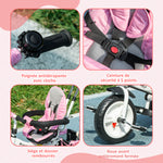 Grow-with-Me Kids Tricycle, Foldable Sun Canopy, Removable Telescopic Handle, 95 x 50 x 106 cm, Steel, Pink