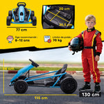 Kart Électrique pour Enfants 24 V, Go Kart avec Mode Drift, 2 Moteurs, Démarrage Progressif, 2 Vitesses 6-13 km/h, Bleu