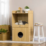 Mobile toilette per gatti, mobile lettiera per gatti a 3 livelli, scomparto chiuso da un'anta, 1 cuscino, 60 x 45 x 103 cm
