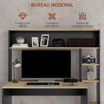 Bureau multi-rangements avec étagères, support pour unité centrale, grand bureau, 114L x 45l x 138H cm