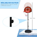 Support panier de basket-ball 2 en 1 avec hauteur réglable 129-179 cm et jeu de 6 fléchettes magnétique