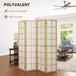 Paravent interieur pliable 4 panneaux 160 x 170 cm séparateur de pièce pour salon chambre à coucher maison, naturel