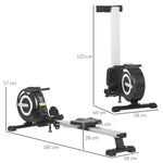 Rameur d'appartement Pliable freinage magnétique - Silencieux - 8 Niveaux de résistance magnétique - Glissière en Aluminium - écran LCD Multifonction - Acier alu. ABS Noir Argent