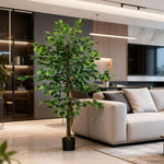 Plante artificielle ficus hauteur 1,50 m tronc branches liane lichen feuilles grand réalisme pot inclus vert