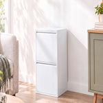 Mueble para Basura de Clasificación Selectiva, Papelera de Reciclaje de 30 L (2 x 15 L) con 2 Compartimentos, Cierre Suave, Blanco