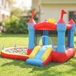 Château gonflable avec souffleur, aire de jeux gonflable avec toboggans, trampoline, piscine à balles, multicolore