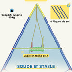 Portique Balançoire Enfants 3-en-1, Balançoire Pliable avec Siège Réglable, Intérieur et Extérieur, Multicolore
