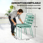 Lot de 2 Chaises de Jardin Empilables en Métal pour Terrasse, Balcon, Jardin, Vert