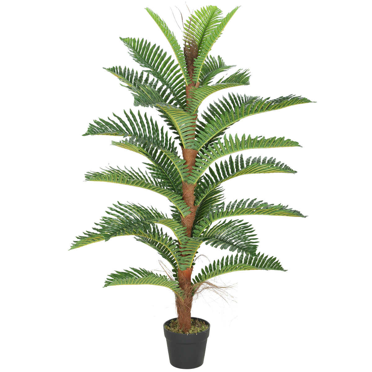 Palmier Artificiel palmier 120 cm avec 24 Feuilles en PEVA, Plante Décorative avec Pot en Plastique, Vert