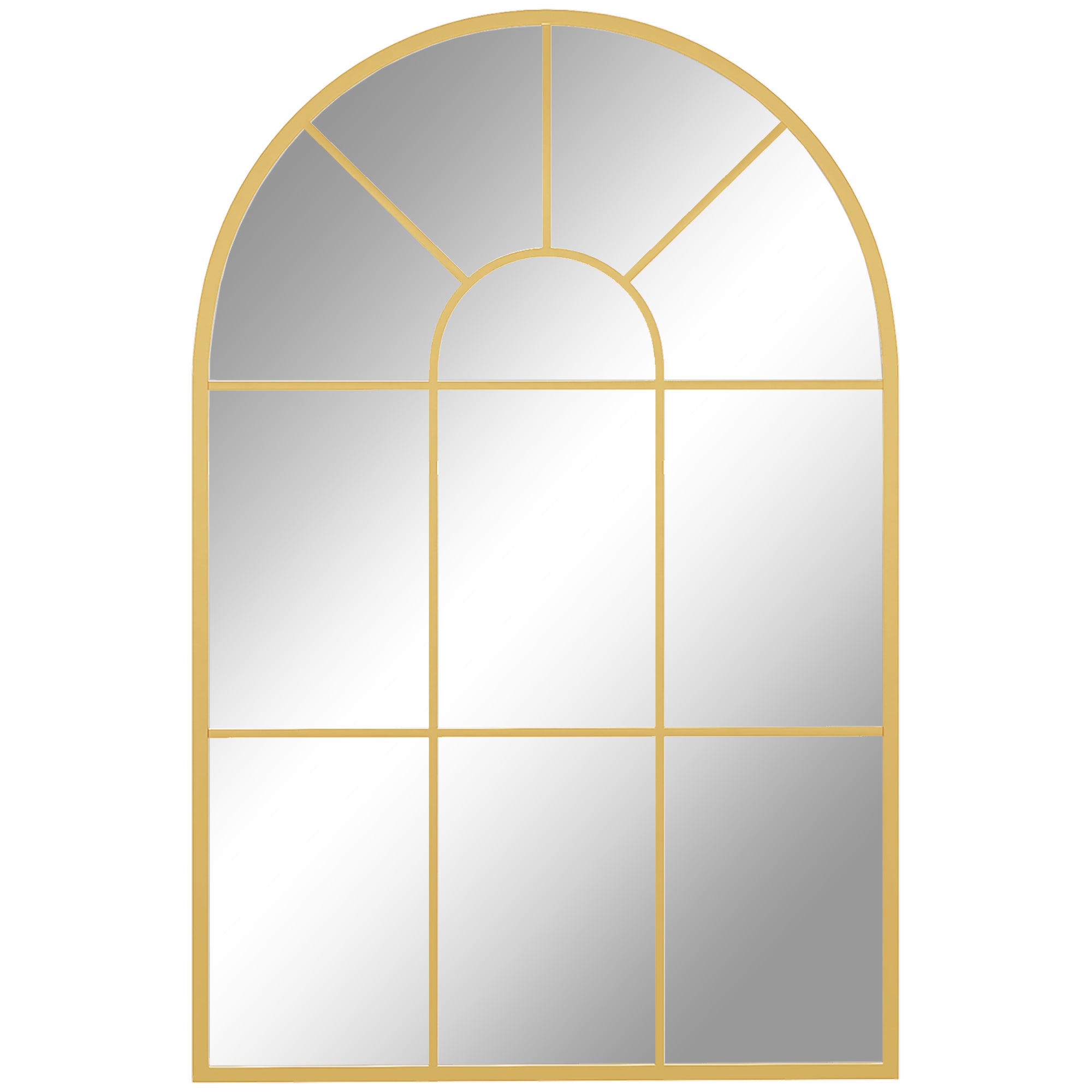 Miroir mural en métal cadre doré en forme de voûtée – 91 x 60 cm – décoration pour entrée ,chambre à coucher, salon