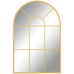 Miroir mural en métal cadre doré en forme de voûtée – 91 x 60 cm – décoration pour entrée ,chambre à coucher, salon