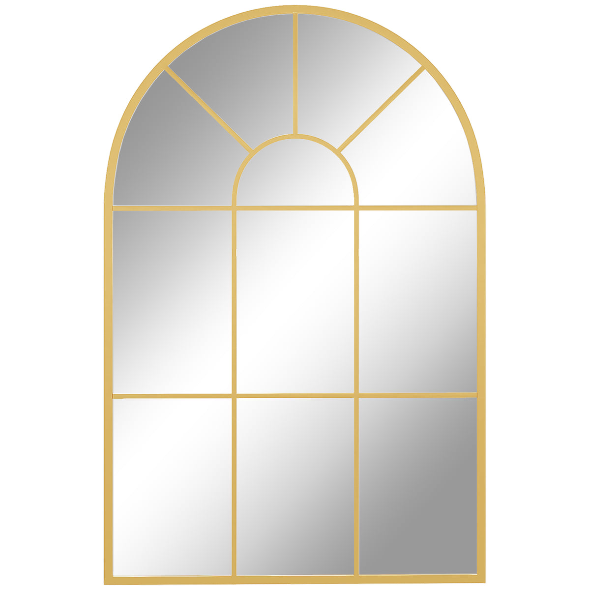 Miroir mural en métal cadre doré en forme de voûtée – 91 x 60 cm – décoration pour entrée ,chambre à coucher, salon