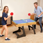 Table multijeux 13 en 1 pliable, table de jeu baby-foot, billard, pour enfants et adultes 120 x 106 x 82 cm noyer clair