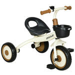 Tricycle enfants avec sonnette et panier selle réglable avec dossier - pour enfant de 2 à 5 ans blanc