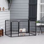 Luxe parc enclos modulable acier 4 panneaux et 1 porte pour chiens, lapins, rongeurs, petits animaux, intérieur et extérieur 125L x 70H cm noir