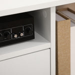 Meuble TV Banc TV Design Contemporain - 3 niches, Placard Double Porte - dim. 120L x 30l x 41H cm - Panneaux Particules Blanc