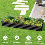 Carré potager de jardin rectangulaire jardinière extérieure 241 x 90,5 x 30 cm tôle d'acier ondulée noir