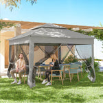 Tonnelle Barnum de Jardin Pop-up Pliant Acier Polyester imperméabilisé Anti UV moustiquaires + Sac de Transport