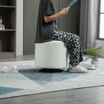 Repose pied salon pivotant à 360°, ottoman rond rembourré en PU avec base en acier, Ø 45,5 x 44,5 cm, blanc