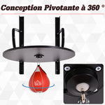 Punching Ball Poire de Vitesse Boxe avec Support Plateau tournant + Pompe en bois Hauteur Réglable Acier revêtement synthétique Rouge Noir