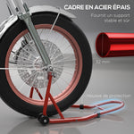 Support pour moto, béquille avant pour moto avec goupille réglable et adaptateurs pour bras oscillant, rouge