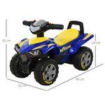 Porteur Enfants Quad 18-36 Mois dim. 60L x 31l x 42H cm Effets Lumineux et sonore Bleu Jaune