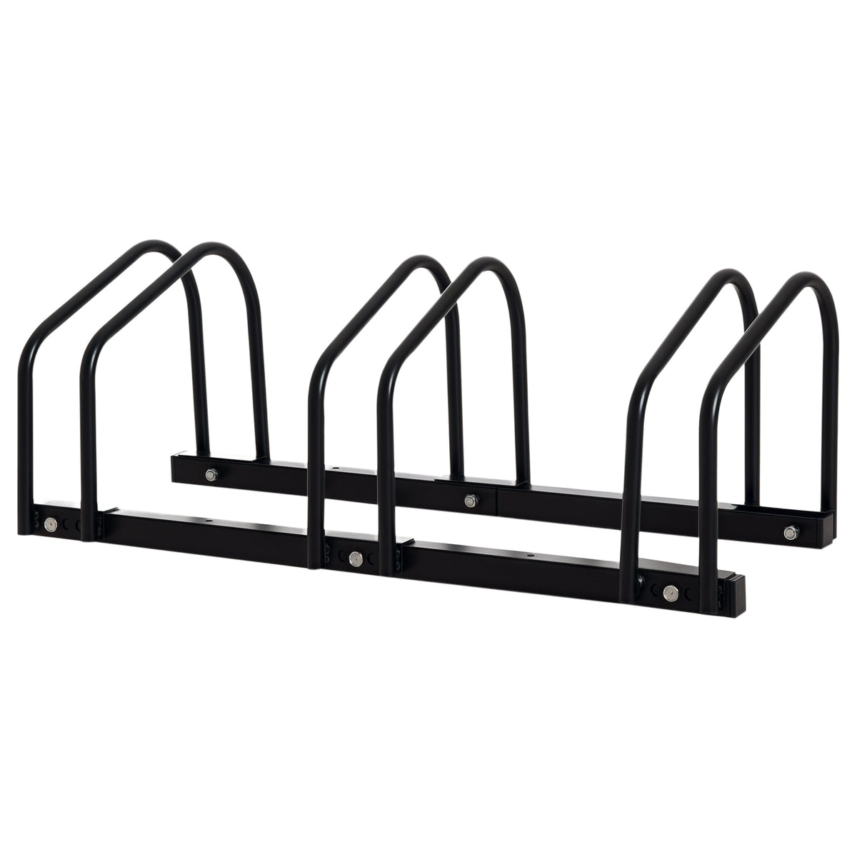 Râtelier 3 vélos -  - rangement pneu 65 mm sol ou mural - pour VTT enfants BMX - 76 x 33 x 27 cm - acier - noir
